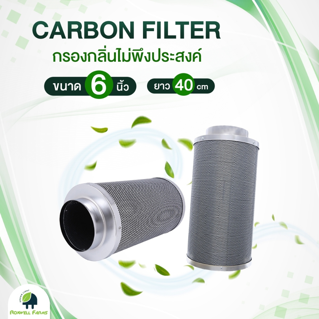 ตัวกรองอากาศคาร์บอน กรองคาร์บอน ขนาด 6 นิ้ว กำจัดกลิ่นไม่พึงประสงค์ Carbon Filter