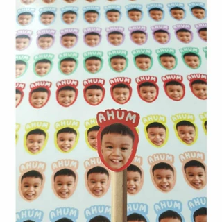 สติ๊กเกอร์หน้าเด็ก พร้อมชื่อเด็ก กันน้ำ 💯% 144 ดวง/แผ่น