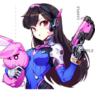 D.Va Overwatch 2 ดีว่า สติ๊กเกอร์ 2 แผ่น โอเวอร์วอช 2 DVa Stickers