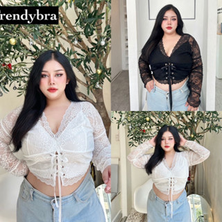 Lace top  🧺🤍✨  ครอปลูกไม้ตาไก่สาย ฝ.สาวอวบ