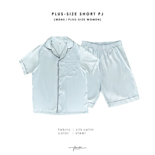 Panche.Sleepwear ชุดนอน Plus-size แขนขาสั้น (Unisex) สี Steel