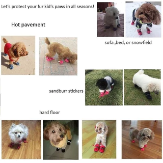 「27Pets」ถุงเท้ายาง แบบนิ่ม กันลื่น สําหรับสัตว์เลี้ยง สุนัข 4 ชิ้น ต่อชุด