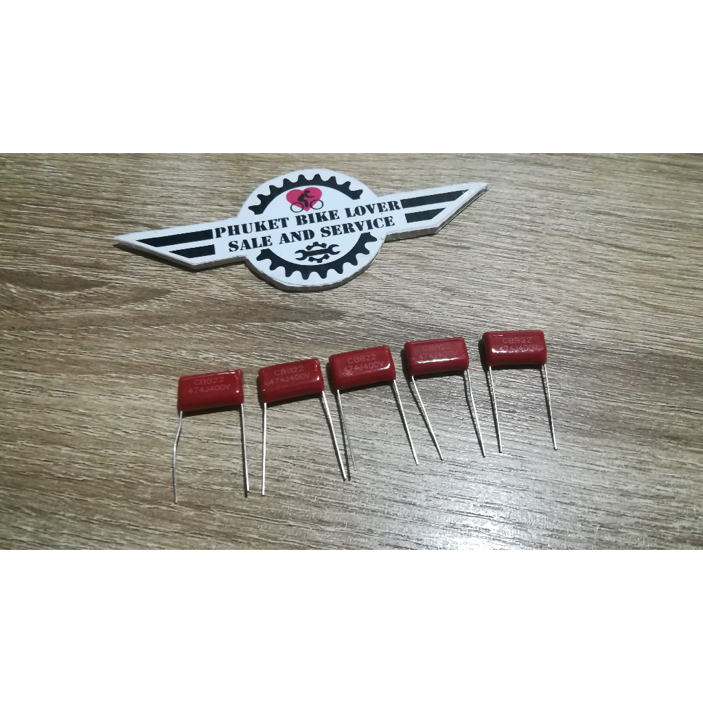 ตัวเก็บประจุ capacitor ฟิล์มโพลีโพรพีลีน 400V474J 0.47UF Pitch 15 มม. 470NF 400V CBB22 ชุด 5 ชิ้น