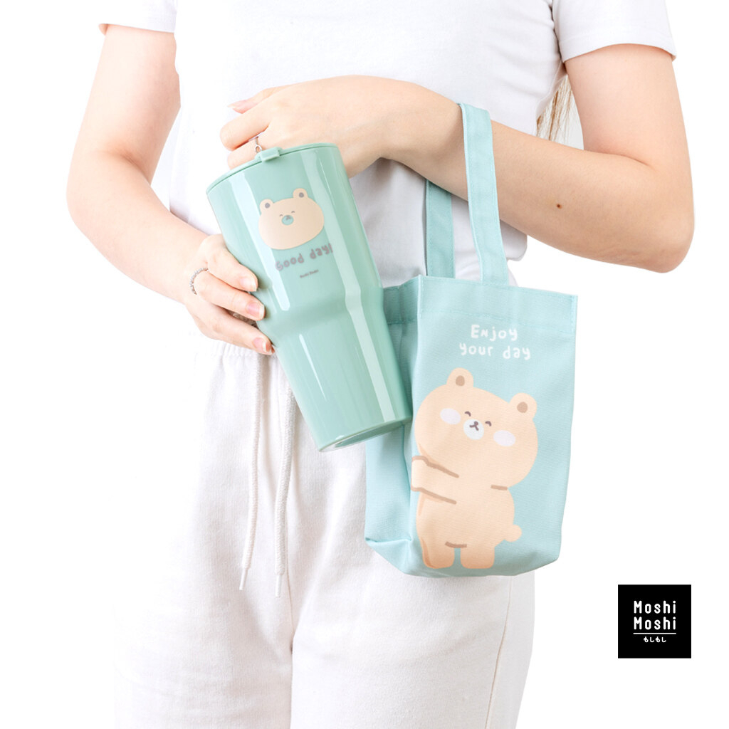 Moshi Moshi แก้วน้ำพลาสติกลายน่ารักพร้อมกระเป๋า มีฝาปิด ขนาด 750 ml. รุ่น 7100022437