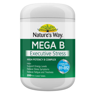 วิตามิน B รวม ลดความเครียด บำรุงสมอง Natures Way Mega B 200 Tablets