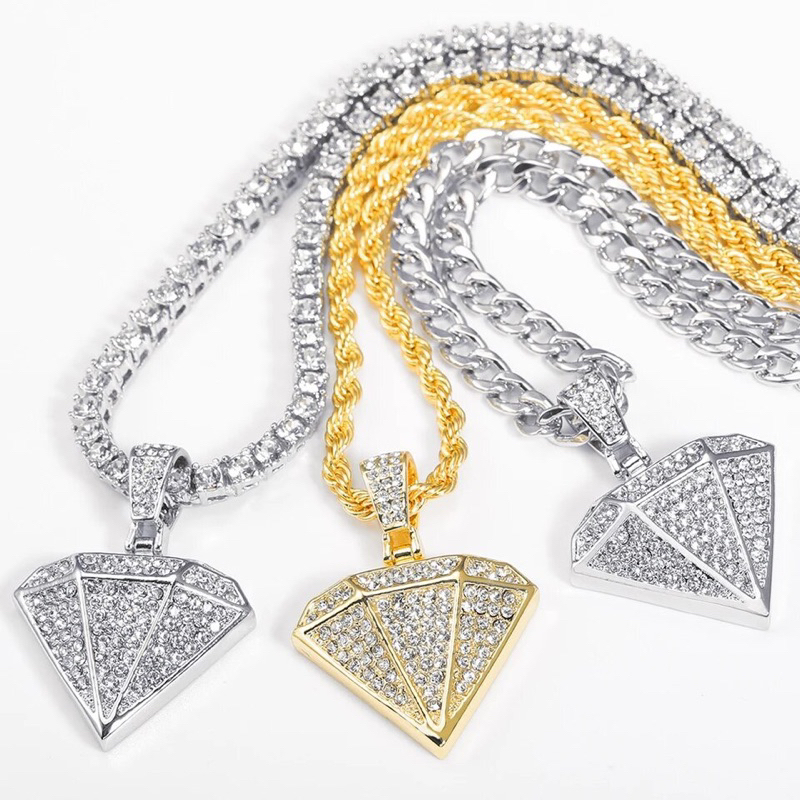 🇹🇭สินค้าพร้อมส่งจากไทย🇹🇭 Iced Out จี้สร้อยคอ4Mm Zicron เทนนิส Chain Iced Out Bling Rhinestone สร้อยค