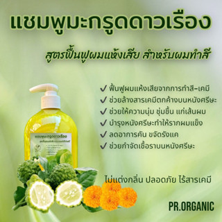 แชมพูมะกรูดดาวเรือง สูตรฟื้นฟูผมแห้งเสีย จากการทำสี ทำเคมี ขนาด500ml.