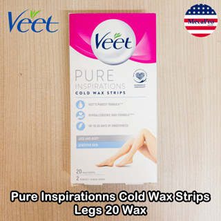 Veet® Pure Inspirationns Cold Wax Strips Legs 20 Wax แผ่นกำจัดขนแบบเย็น สูตรอ่อนโยน สำหรับผิวบริเวณร่างกายและขา