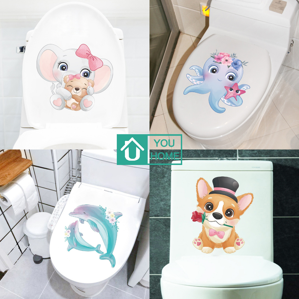 สติ๊กเกอร์ติดฝาชักโครก ปลาหมึก สติ๊กเกอร์ลายการ์ตูน น่ารัก สติ๊กเกอร์ติดผนัง มีกาวในตัว วอลเปเปอร์