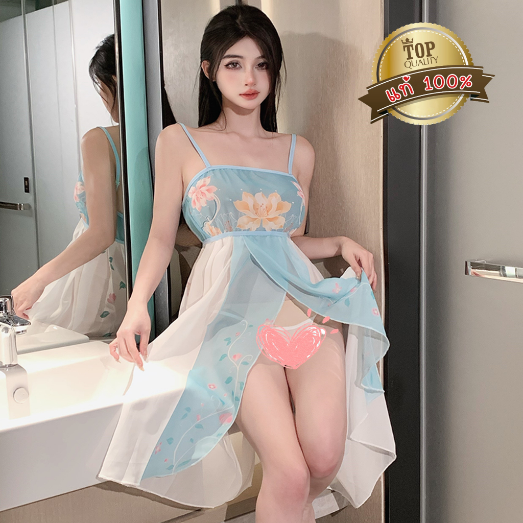 เดรสสายเดี่ยว ชุดนอนไม่ได้นอน 👑เกรดแท้พรีเมี่ยม ตัวชุดเป็นผ้าซีทรู สวมใส่สบาย S-806