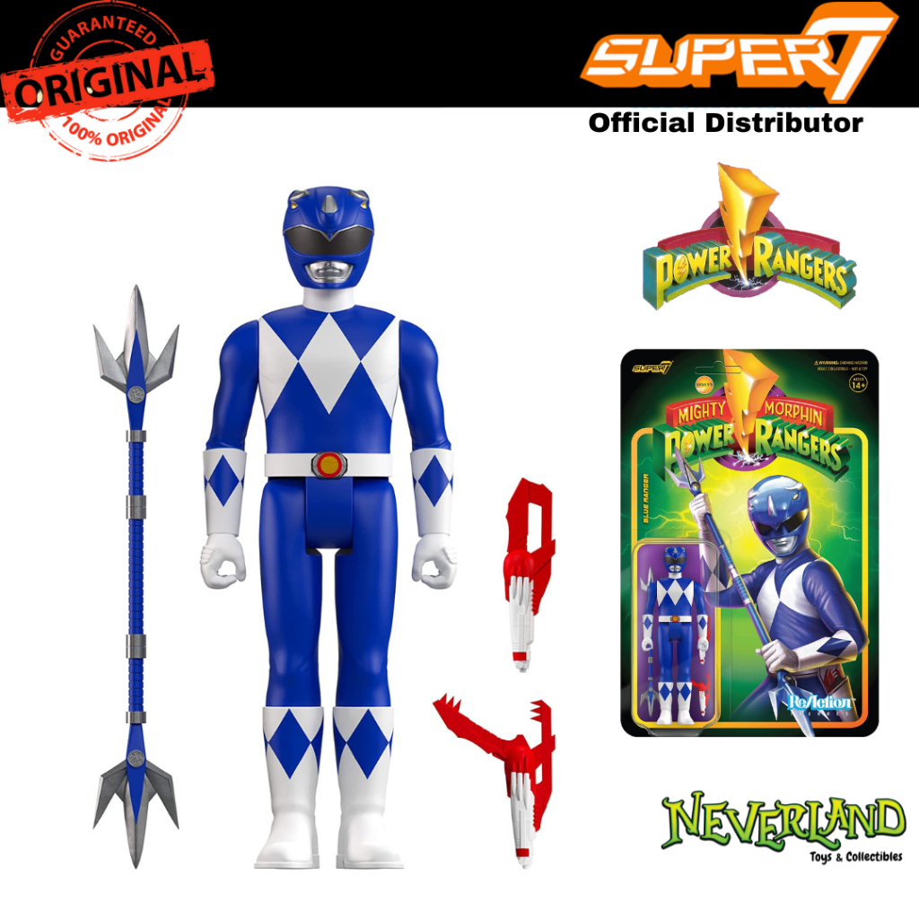 Super7 Mighty Morphin Power Rangers Blue Ranger Wave 3 Reaction Figure