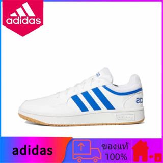 ของแท้ 100% adidas neo Hoops 3.0 รองเท้าผ้าใบแบบสวมลำลองสวมทนสีขาวและสีน้ำเงิน