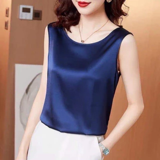 TTOO เสื้อแขนกุดคอกลมสีพื้นผ้าซาร์ตีนผู้หญิงมาใหม่ สีสานสดใสเหมาะอากาศร้อนๆจ้า ผ้าสวมใส่สบาย พร้อมส่ง รุ่น 179