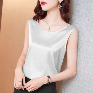 TTOO เสื้อแขนกุดคอกลมสีพื้นผ้าซาร์ตีนผู้หญิงมาใหม่ สีสานสดใสเหมาะอากาศร้อนๆจ้า ผ้าสวมใส่สบาย พร้อมส่ง รุ่น 179