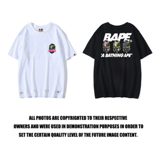 TOP BAPE Neutral ผู้ชายและผู้หญิงแฟชั่นลำลองเสื้อยืดแขนสั้น เสื้อยืดลาย