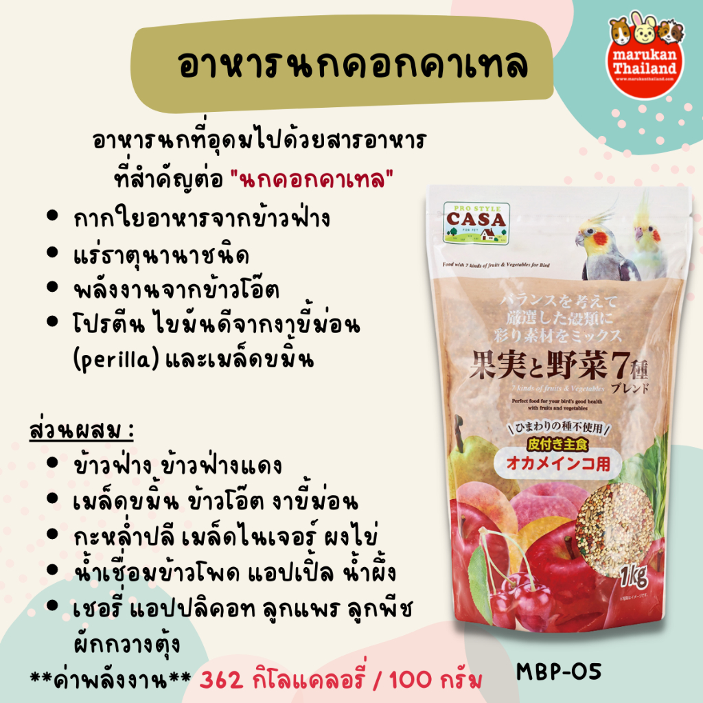 Marukan (มารุคัง) อาหารนกคอกคาเทล 1 กิโลกรัม - รูปที่ 2