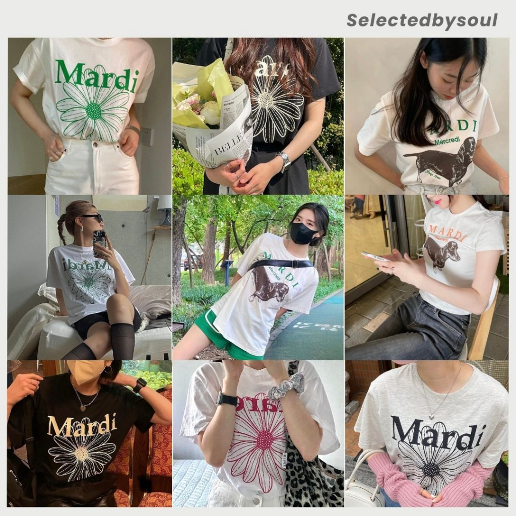 [พร้อมส่ง] Mardi Mercredi T-Shirt Flowermardi ของแท้100% ✨ เสื้อ Mardi นำเช้าจากเกาหลี