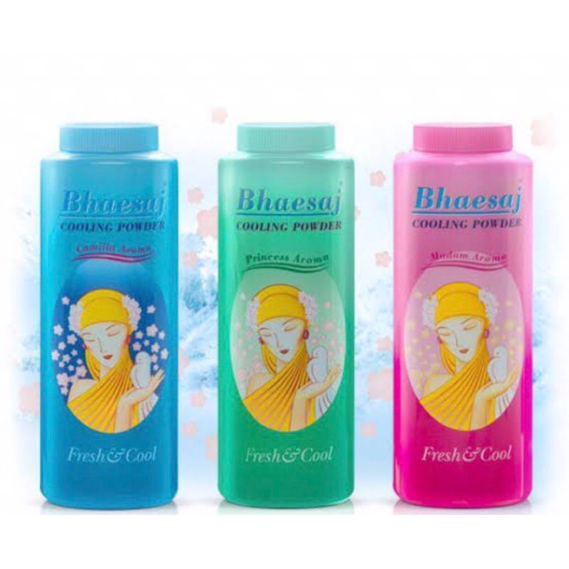 เเป้งเย็นเภสัช300กรัมมี3สี มีกลิ่นมาดาม,กลิ่นคามิลล่า,กลิ่นปริ๊นเซส