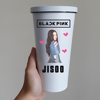 แก้วพร้อมสกรีนUVรูปวาดเดี่ยว  Jisoo : BlackPink