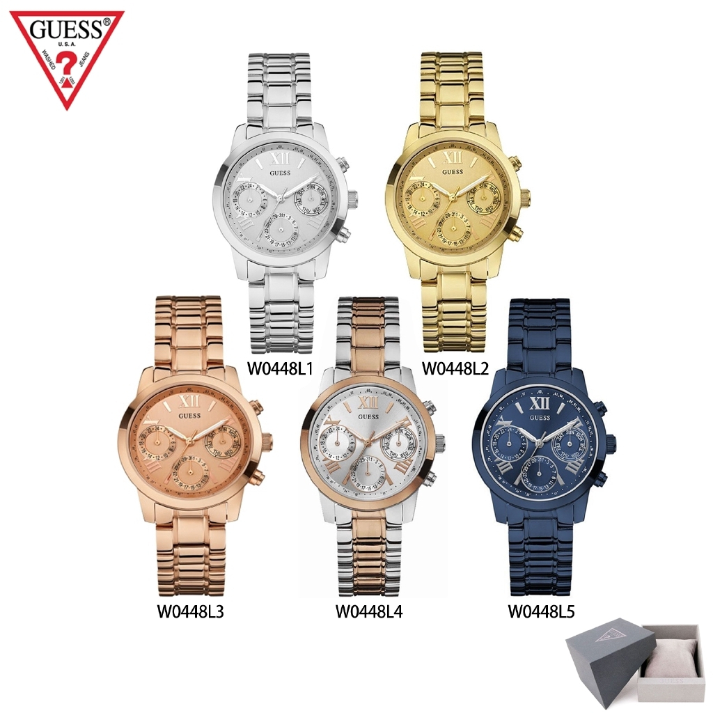 F.A Guess ของแท้100% เทรนด์แฟชั่นดีไซน์สามตาแบบมัลติฟังก์ชั่น ผู้หญิงนาฬิกา W0448L1 W0448L2 W0448L5 