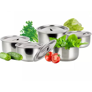 npk หม้อแขกสเตนเลส5ชิ้น/ขุด ( 5PCS Stainless Steel India Stock Cooking pot set)