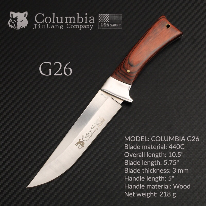 🦊 Columbia Fixed Blade Hunting Knife USA 🇺🇸 SABER no.G26
