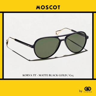 MOSCOT แว่นกันแดด มอสคอต รุ่น KORVA TT สีกรอบ MATTE BLACK GOLD สีเลนส์ G15 ไซซ์ 58 ของแท้ มีประกัน