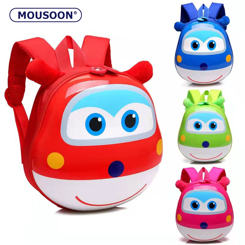 Mousoon เด็กอนุบาลชายและหญิง 1-5 ปีกระเป๋าเป้สะพายหลังนักเรียนอินเทรนด์ Super Flying ชายเปลือกไข่การ์ตูนกระเป๋านักเรียนขนาดเล็ก