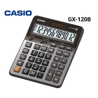 CASIO เครื่องคิดเลขตั้งโต๊ะ 12 หลัก รุ่น GX-120B ใช้พลังงานแสงอาทิตย์และแบตเตอรี่