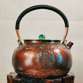 Pure handmade chiseled embossed copper pot, a piece of copper, baked color, kettle, tea, health copper pot 1.5 liters