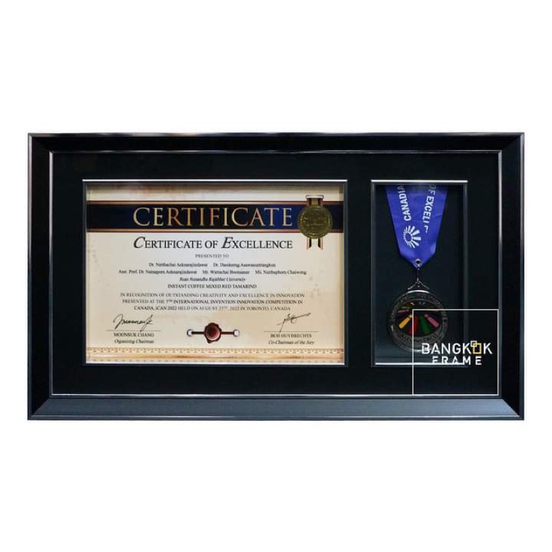 Bangkokframe-กรอบรูป-กรอบรางวัล-กรอบเหรียญ-กรอบใส่เหรียญ ใบประกาศนียบัตร ขนาด 16x25 นิ้ว (ไม่รวมเหรี