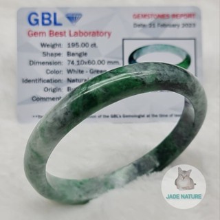 กำไลหยก หยกแท้ Jadeite Type A ไซส์ 60  มีใบเซอร์รับรองจากสถาบัน (J1)