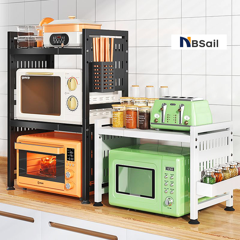 NBsail ผลิตภัณฑ์ใหม่ ในสต็อก ชั้นวางไมโครเวฟ 2 ชั้น ชั้นวางครัวสแตนเลส ไม่เป็นสนิม ชั้นวางเครื่องปรุงรส