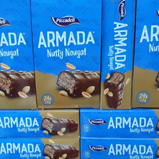 ARMADA Nutty Nougat อาร์มาด้า นัทตี้ นูกัต (นูกัตผสมถั่วลิสงเคลือบช็อคโกแลต) ตราพิคคาเดลี 12x21 g