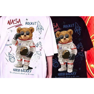 เสื้อยืดลายน้องหมี nasa สไตล์แบรนด์ สกรีนลายใหญ่เต็มตัว สุดเทห์