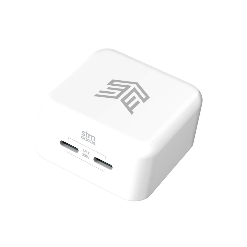 หัวชาร์จ STM 35W Dual Port (USB-C & USB-C) Power Adapter (US plug) - white ; iStudio by UFicon