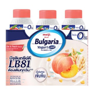 Maiji Bulgaria เมจิ บัลแกเรีย  โยเกิร์ตพร้อมดื่ม ไขมัน 0% ผสมโอ๊ต+พีช 150มล. x3 ขวด ( ส่งแช่เย็น ) โยเกิร์ต ของเย็น