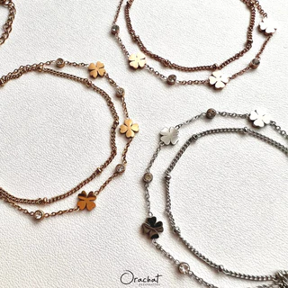 Orachat | Lucky clover 14k bracelet. (สร้อยข้อมือตัวเรือนสแตนเลส)