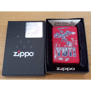 ZIPPO  29765  USMC   YUT   RED MATTE COLOR IMAGE   สีแดงเมทาลิคลายแบบสกรีน  ผลิตปี2018  ของใหม่ไม่ผ่านการใช้งาน ของแท้