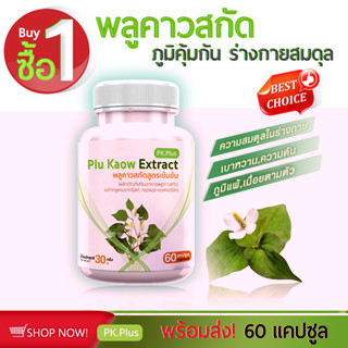 ตัวช่วยเสริมภูมิ ต้านไวรัส จาก พลูคาวสกัดสูตรเข้มข้น พลูคาว พลูคาวสกัด PK Plus Plu Kaow 1 กระปุก 60 แคปซูล