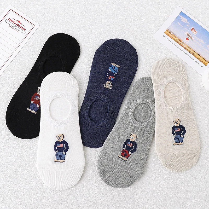 5คู่ 5สี ถุงเท้า น้องหมีเนื้อผ้านุ่มมากกกก ฟรีไซส์‼️ ใส่ได้ตั้งแต่ไซส์34-40ถุงเท้าข้อสั้น 1แพ็ค มี5คู่
