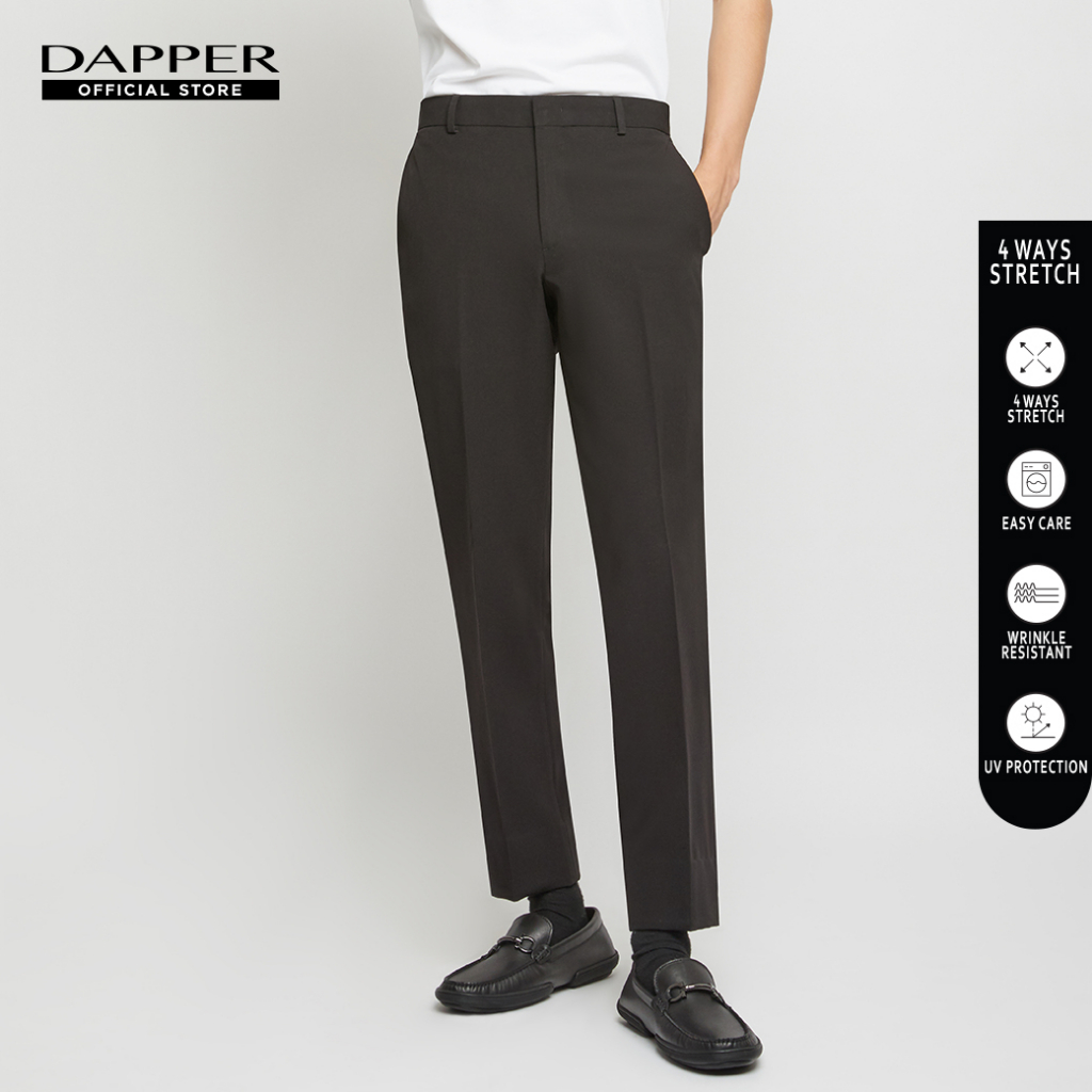DAPPER กางเกงทำงาน รุ่น 4 Ways Stretch ทรง Slim-Fit สีดำ (TB9/BK/610SP3)