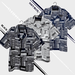 TRIPPLE เสื้อฮาวายลายวินเทจ ลายหนังสือพิมพ์ แขนสั้น Free size #vintage #Hawaii #Shirt