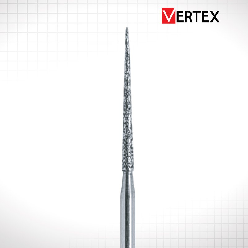 (VERTEX 1กล่อง5ตัว) Diamond Bur หัวกรอไดมอนด์ หัวกรอกากเพชร ทรง Tapered point-ended #858 ( D2 ) แกนป