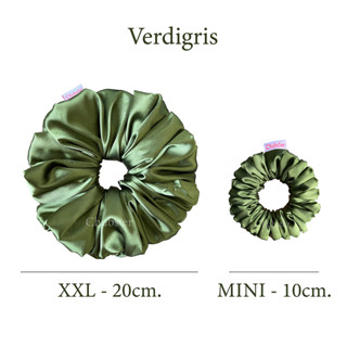 Verdigris ยางรัดผมผ้าซาติน หนานุ่ม Satin Scrunchies ยางมัดผม ยางรัดผมโดนัท