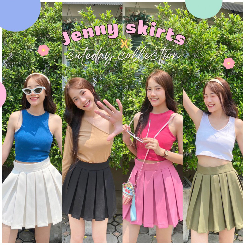 Jenny Skirts กระโปรงเทนนิส จีบรอบ เอวสูงดูผอมเพรียว เอวเล็ก