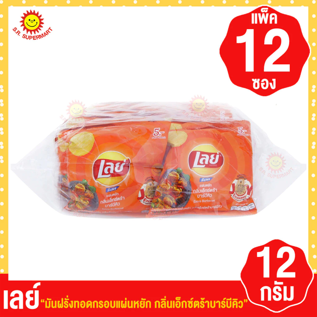 เลย์ ร็อค มันฝรั่งทอดกรอบแผ่นหยัก รสบาร์บีคิว 12 กรัม x 12 ซอง