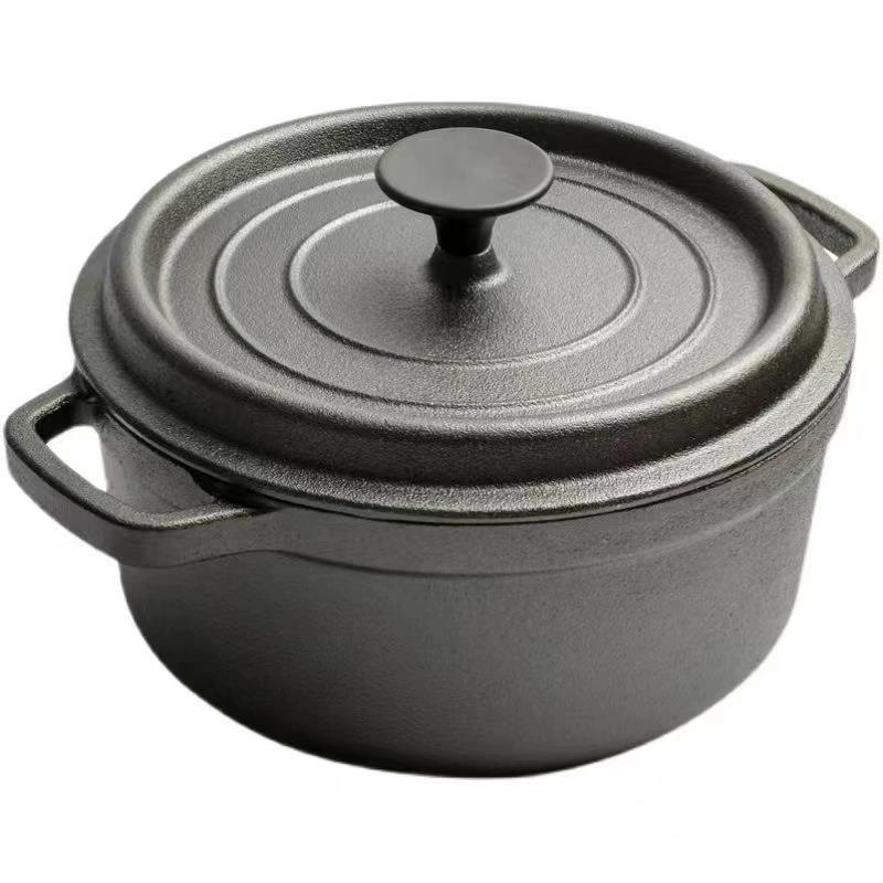 Export cast iron stew pot Old traditional raw iron pot braising pot Dutch pot double ear pot stock pot non-coated non-st