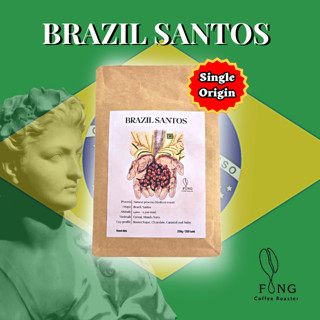 เมล็ดกาแฟคั่ว Brazil Santos คั่วกลาง 250g.