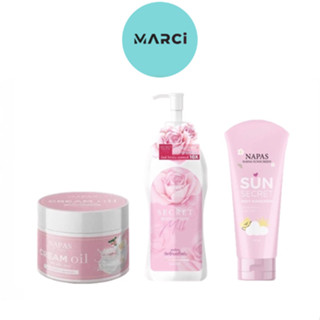 Milk secret โลชั่น​นมหอม (300ml.)/ Napas Cream Oil ครีมออยหอม (200ml.) / Napas Sunscreen กันแดดนมหอม (100 ml.)